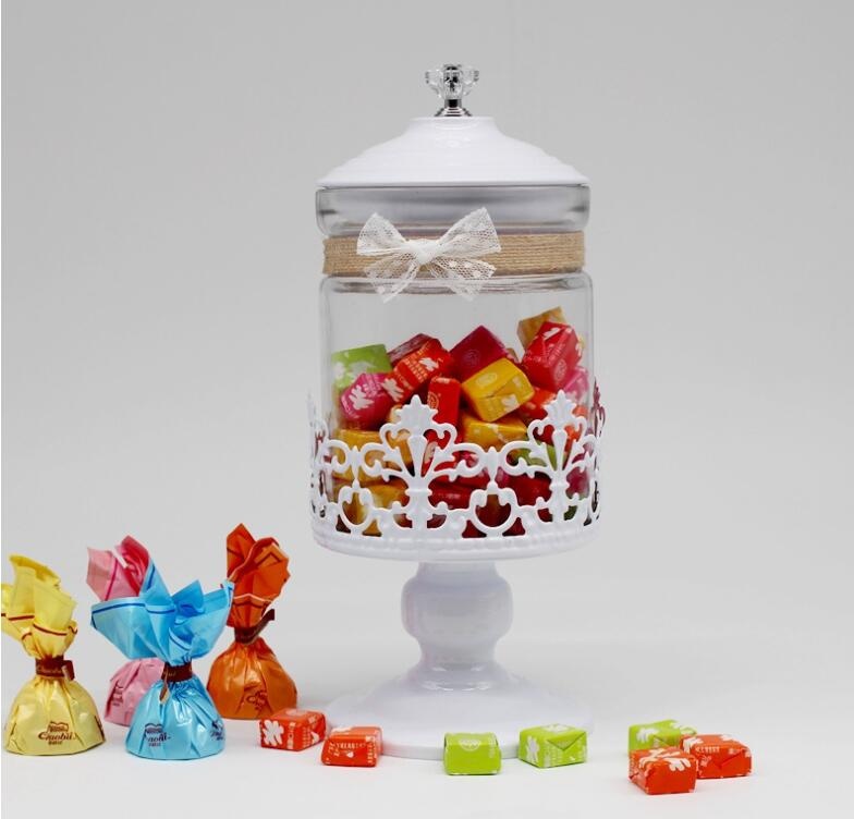 plush christmas pedestal glass rotating candy jar