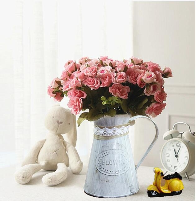 metal flower pot vase with rope decoration