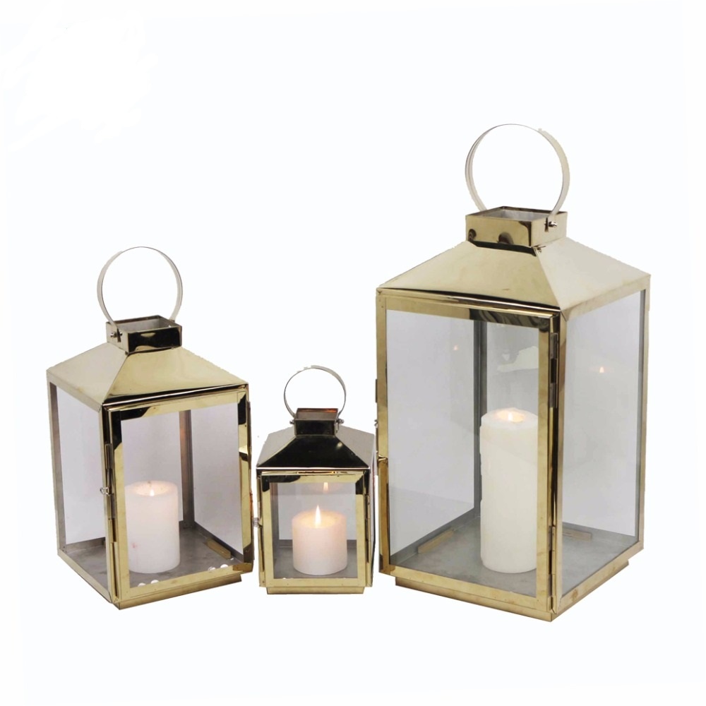 Metal lantern stainless steel candle holder indoor and outdoor decoration