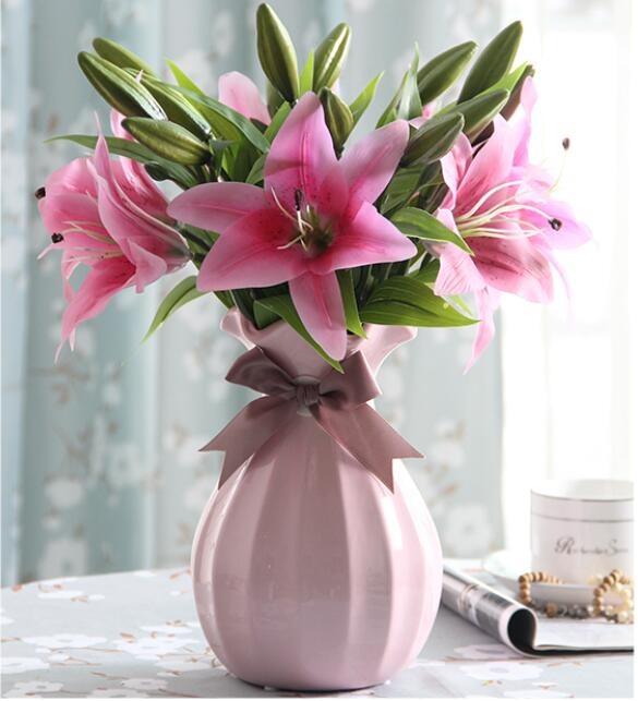 modern decorative ribbon small ceramic flower vase