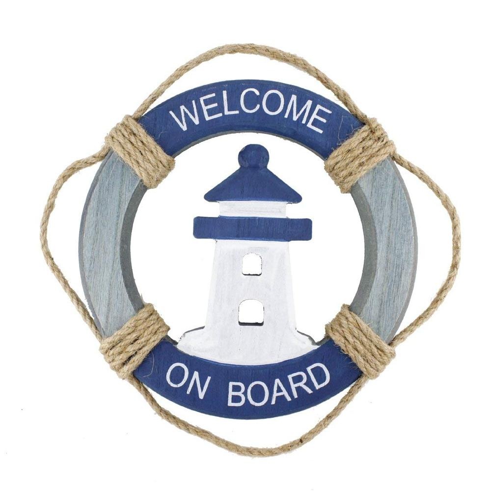 Wooden Nautical Life Ring Wall and Door Hanging Ornament Plaque Welcome Sign