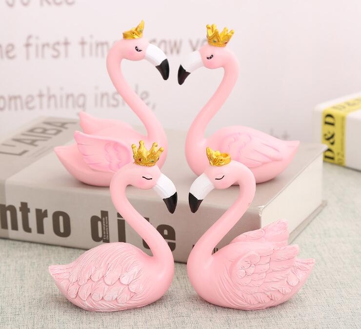 Creative Pink flamingo Resin Crafts Figurines desk décor