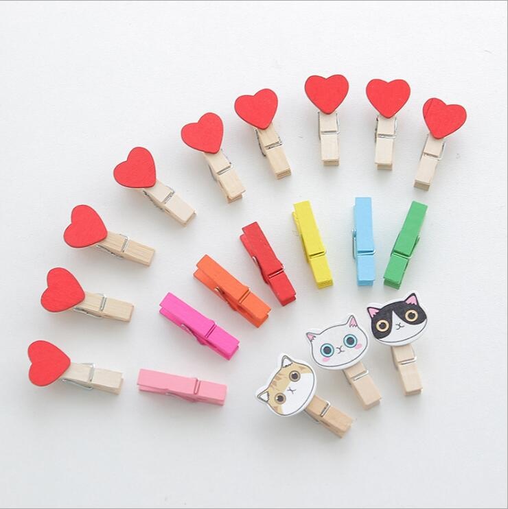 Handmade Creative wooden clips craft heart animal design