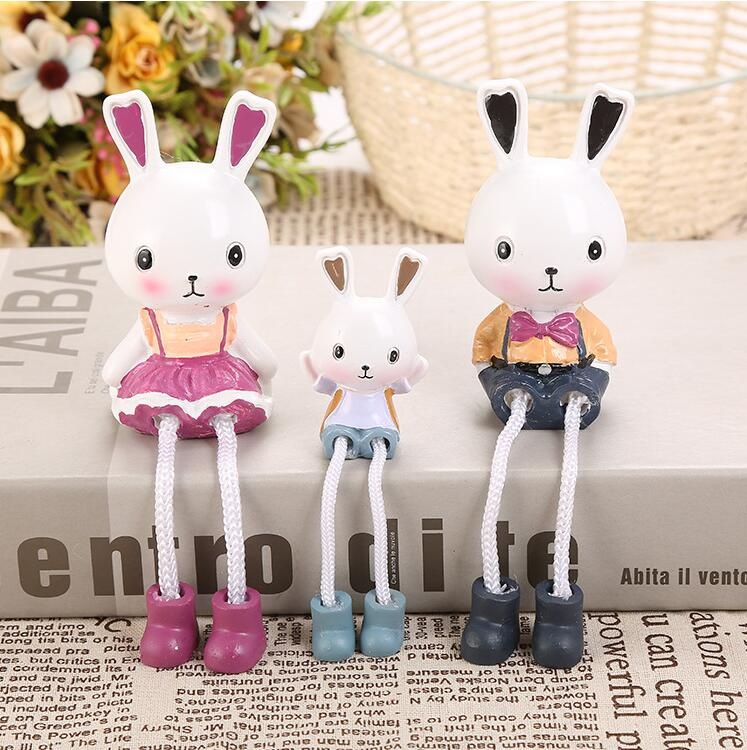 Lovely rabbit family resin crafts easter rabbit figurine home décor