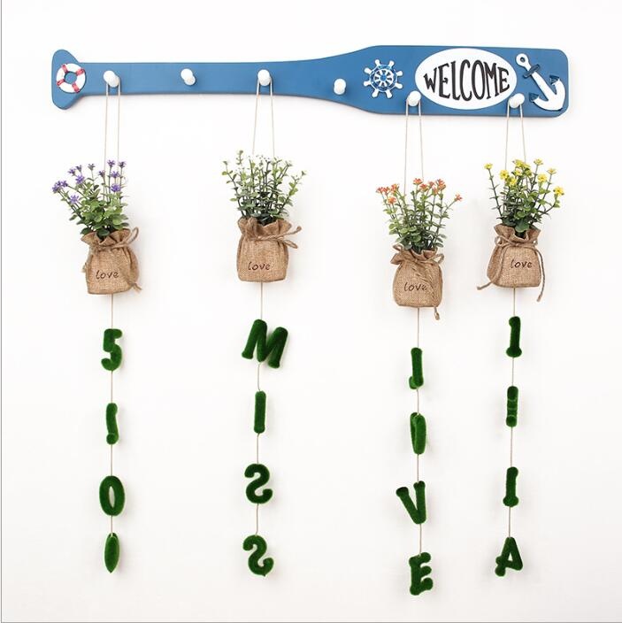 pendant artificial plant decor with love letter wall decoration