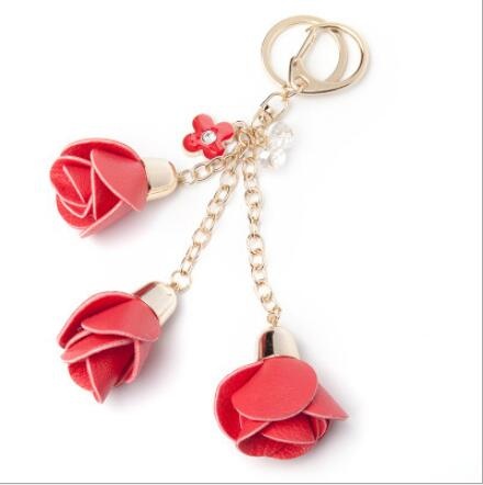 Fashion flower tassel charm rose flower keyring ladies Accessory gift  hangbag pendant