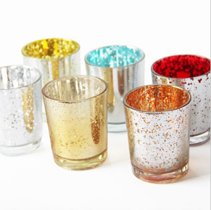 glass speckled mercury candle holder set of 6 /tealight votive candle holder gift sets