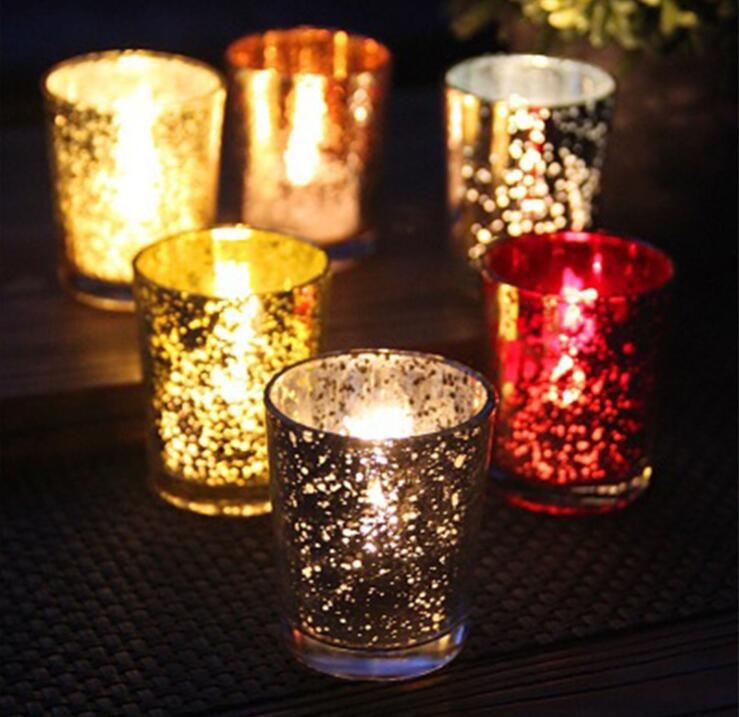 glass speckled mercury candle holder set of 6 /tealight votive candle holder gift sets