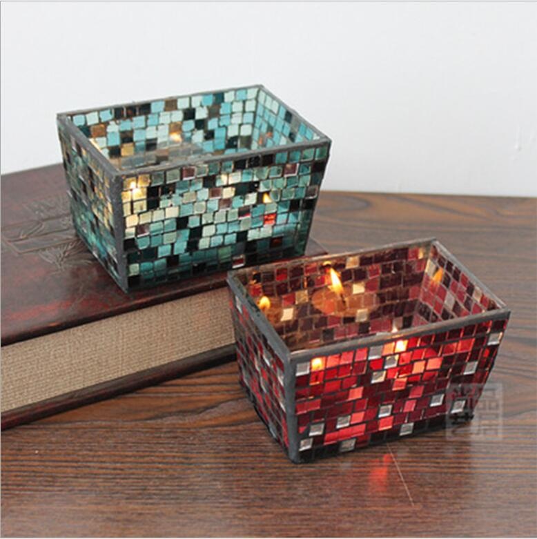 handmade mosaic glass rectangle storage box table decoration