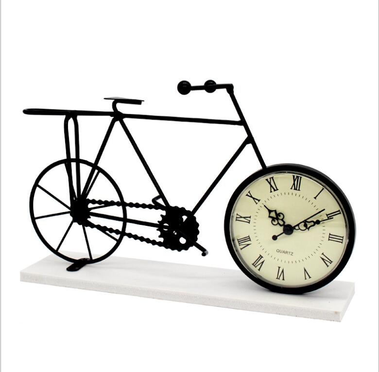 Vintage Metal Crafts black Decorative Metal Bicycle Table Clock