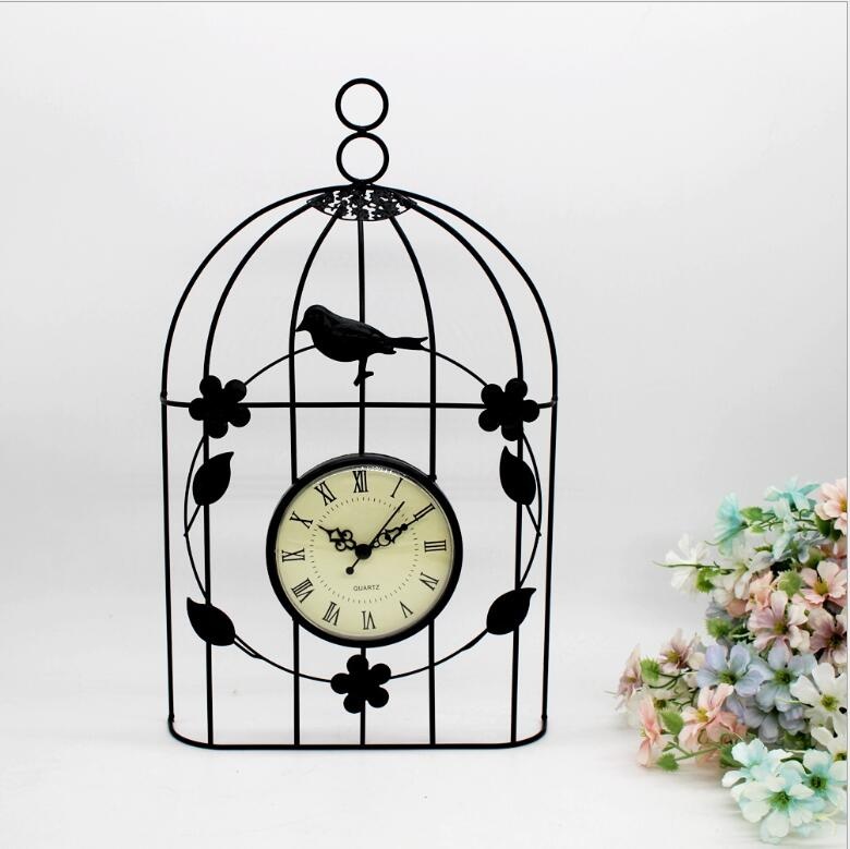 Bird cage metal wall clock home decoration iron clock