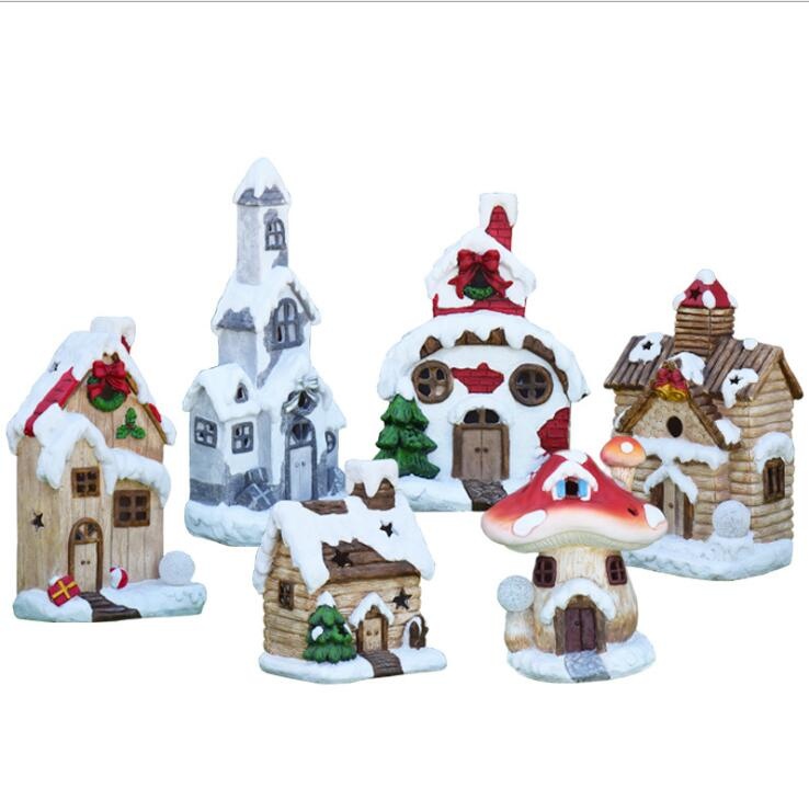 Resin Christmas White Snow Village House for christmas decor