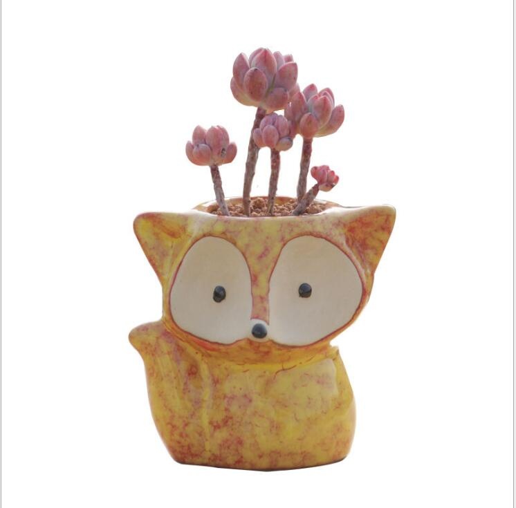 Mini Cute Animal fox Ceramic Succulent Planter Flower Pot