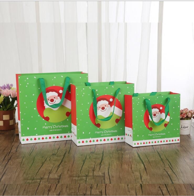 New design durable christmas paper gift shopping bag with handles
