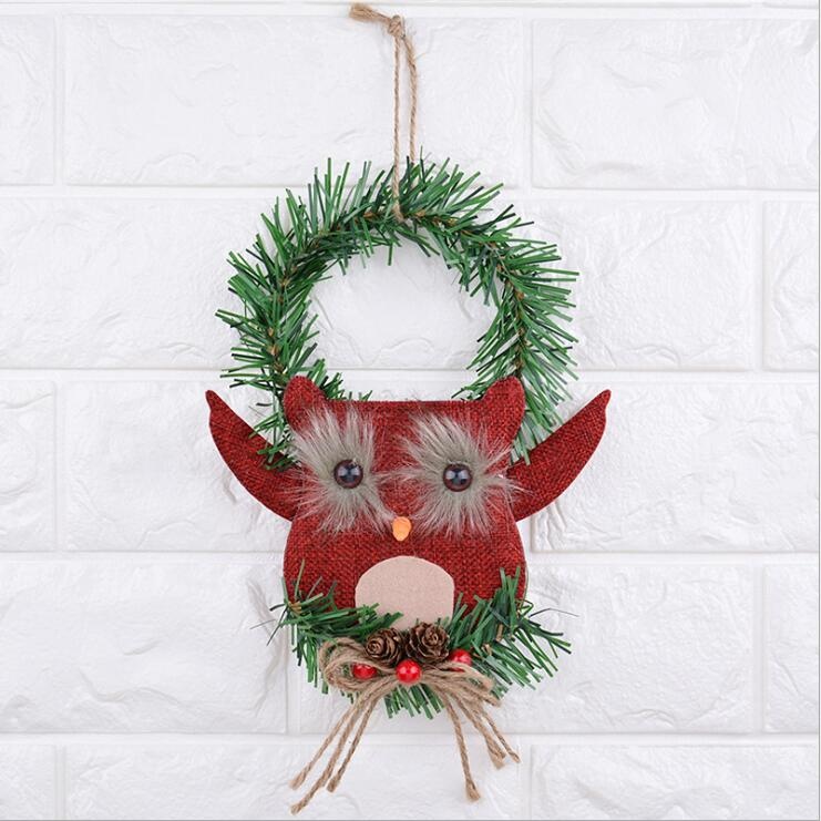 bird owl Wreath christmas door hanging decoration