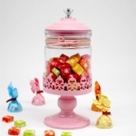 plush christmas pedestal glass rotating candy jar