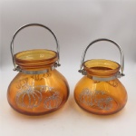 Glass honey jar with grain line for holiday decoration
