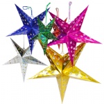 45CM Hanging Christmas Paper Star Lantern Pattern with Led Candle