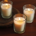 Clear Glass Wax Filled votive candle holder
