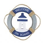 Wooden Nautical Life Ring Wall and Door Hanging Ornament Plaque Welcome Sign