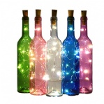 glass wine bottle with cork LED string light decoration