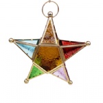 Hanging mosaic glass star shape tealight candle holder for home decor child bedroom