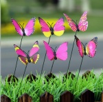 Plastic Artificial 7cm Butterfly yard garden stake for garden decoration