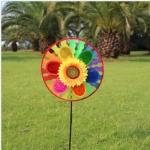 Plastic Beautiful sunflower wheel windmill for garden lawn decoration garden stake