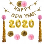 Gold pink Party Birthday new year Decoration Set