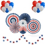 Independence Day Decorations 4th of July Patriotic Party Supplies, Star Garland Paper Fan Set